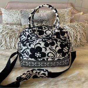 VERA BRADLEY Night & Day 2010 Metropolitan Computer Bag Weekender Black White